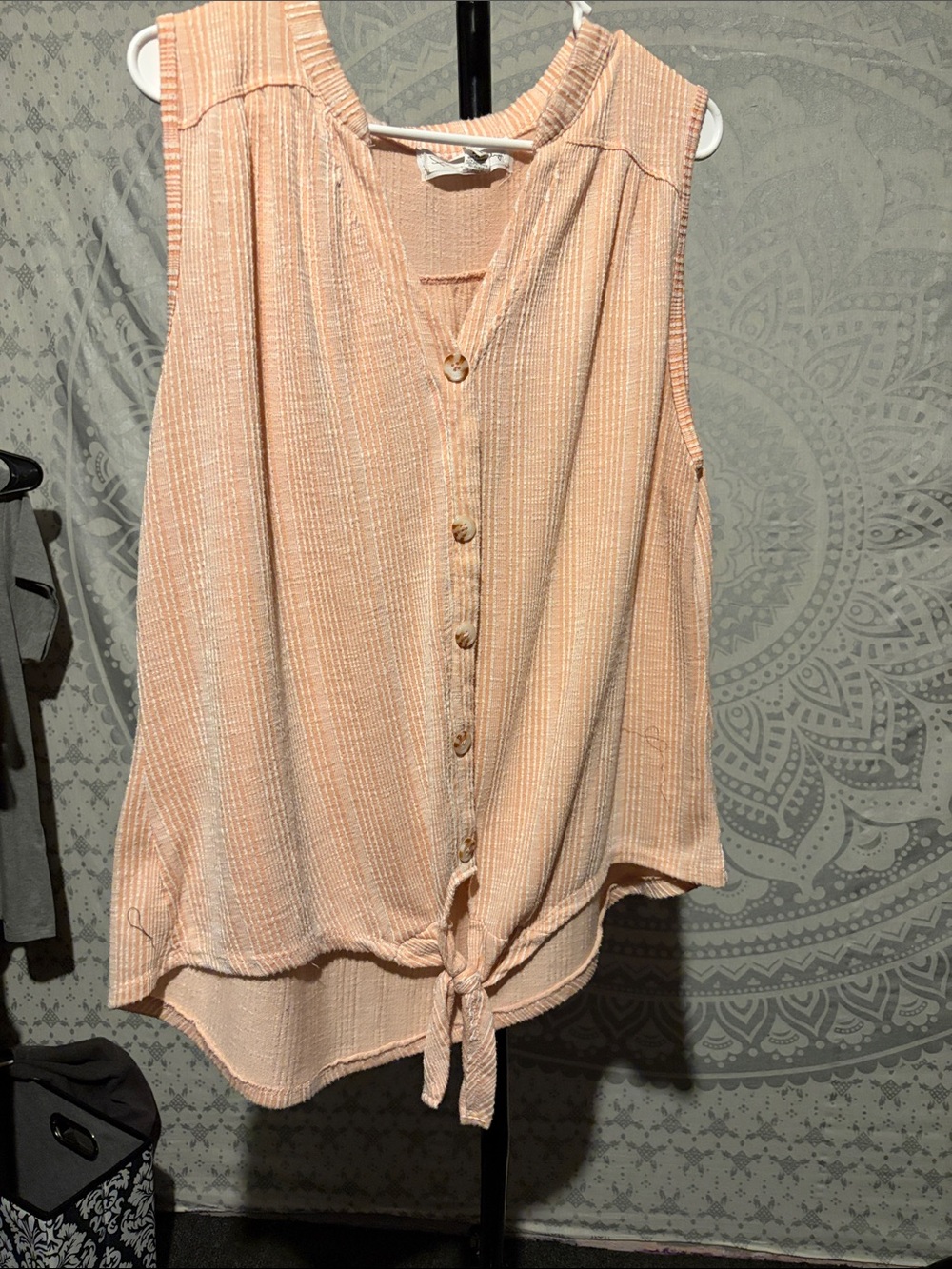 French Laundry Peach Tie-Front Sleeveless Button tank size 2xl